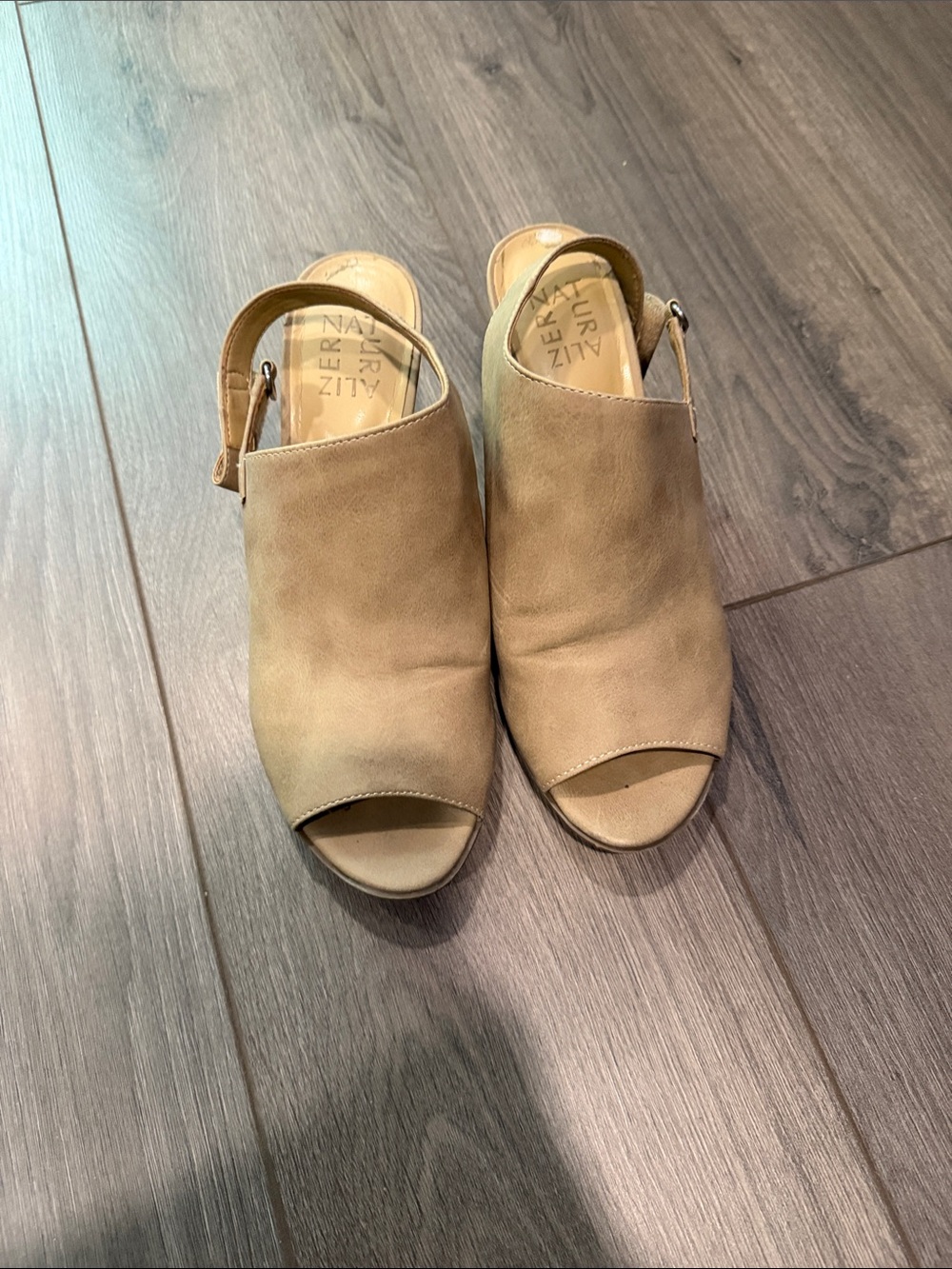 Naturalizer Taupe Open-Toe Slingback Mules